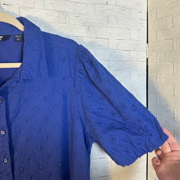 Lands End womens dress balloon sleeve eyelet embroidered pockets drop waist - Picture 4 of 14